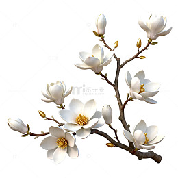 玉兰花插画装饰图案