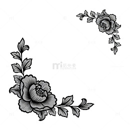 黑灰色调花卉装饰图案