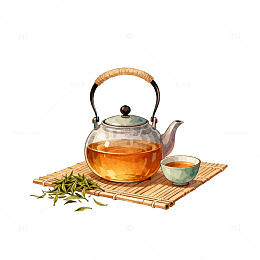 透明茶壶茶席插画设计