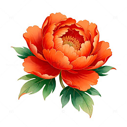 牡丹花开插画设计素材