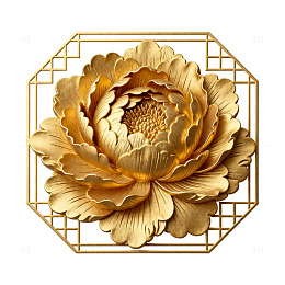 金色牡丹花艺术装饰图案