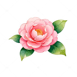 粉色山茶花插画素材