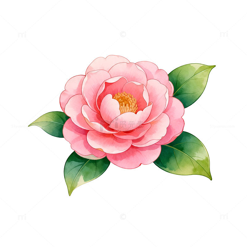 粉色山茶花插画素材