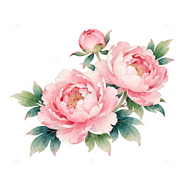 水彩牡丹花卉装饰图案