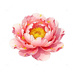 水彩牡丹盛开插画素材
