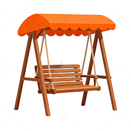 卡通风格木质秋千插画