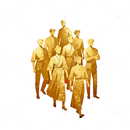 金色剪影人物水彩背景设计