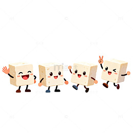 可爱方块卡通形象插画