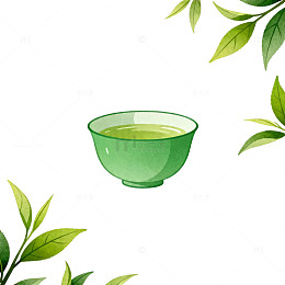 绿色茶杯插画设计素材