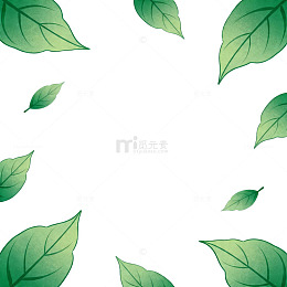 清新绿叶边框设计背景图