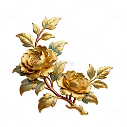 金色牡丹雕花装饰图案