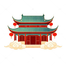 中国风古建筑插画设计元素