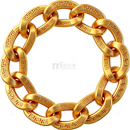 金色链条饰品图案设计元素