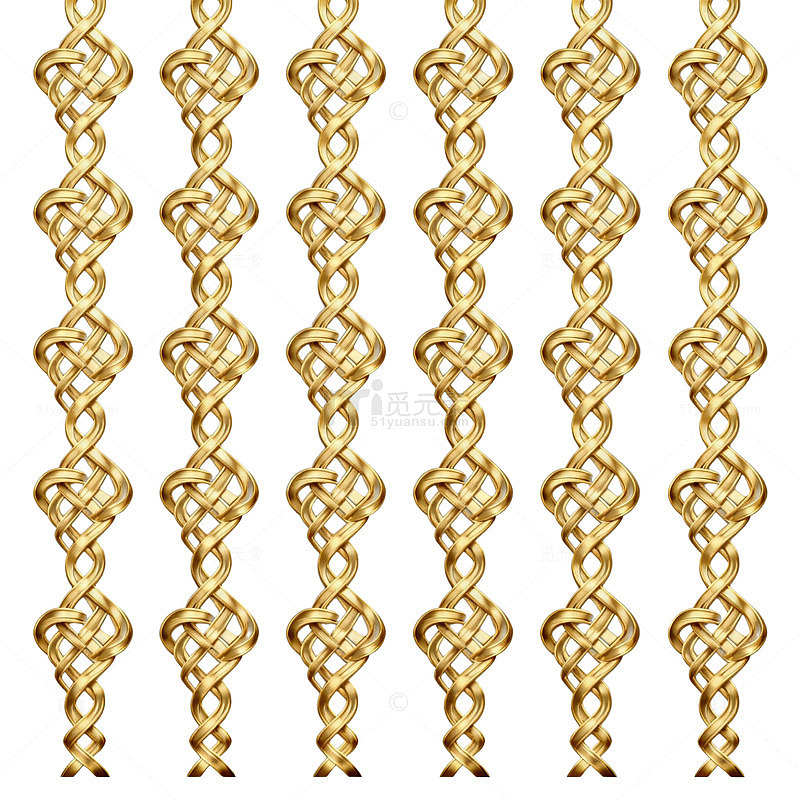 金色复杂编织链条装饰图案