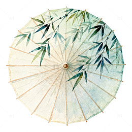 古风竹叶油纸伞图案设计素材