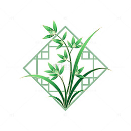 绿竹菱框艺术图案设计元素