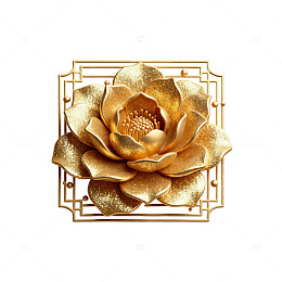 金色花朵装饰图案设计素材