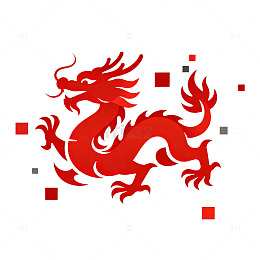 红色中国龙图案设计元素