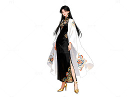 东方传统服饰插画设计