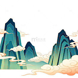 国潮山水插画设计元素