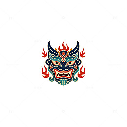 神面图腾传统艺术矢量图案