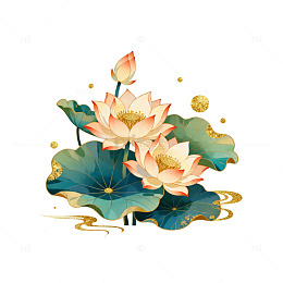 水墨风荷花装饰画设计素材