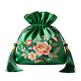 精美绣花绿色袋子装饰品