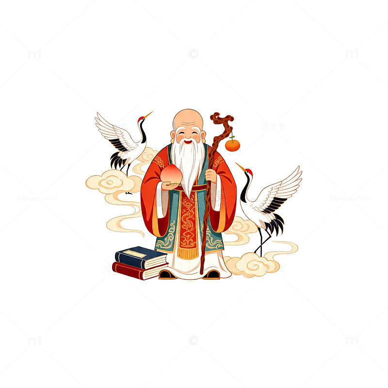 古风仙鹤人物插画