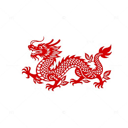 中国传统红龙剪纸艺术