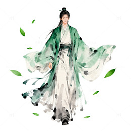 古风水墨人物插画