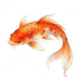 金鱼水彩画