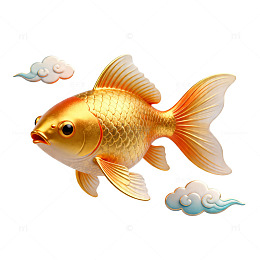 金色的鱼儿和云彩图案