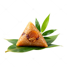 绿色叶衬托粽子美食