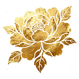 金色牡丹花纹装饰图案