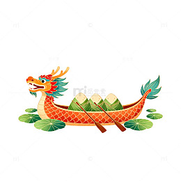 彩绘龙舟节日插画