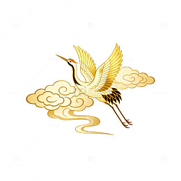 金色仙鹤祥云图案