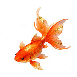 金鱼特写写实手绘图