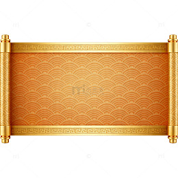 金色卷轴传统图案装饰素材