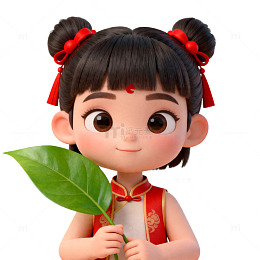 可爱中国风女孩卡通形象设计素材