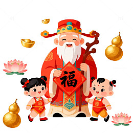 喜庆中国风格福字插画