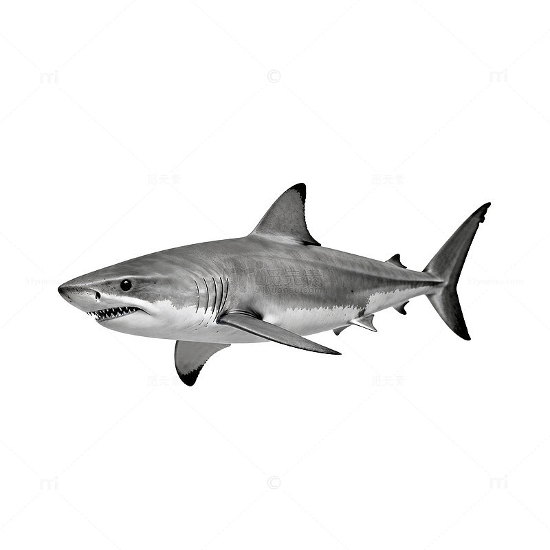 黑白鲨鱼海洋生物插画素材
