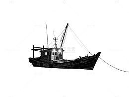 黑白渔船海上停泊