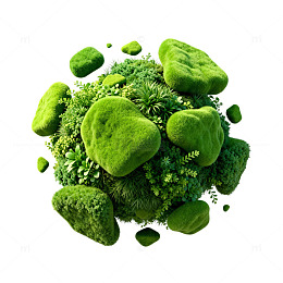 绿色苔藓石头组合装饰素材