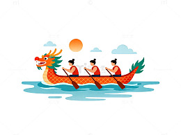 卡通龙舟竞赛插画
