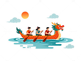卡通龙舟竞赛插画