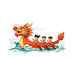 卡通龙舟比赛插画