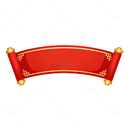 红色卷轴装饰图案设计元素