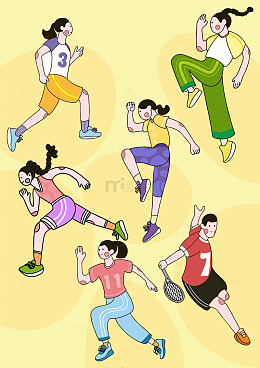 卡通人物运动插画素材