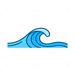 海洋波浪简笔画图标
