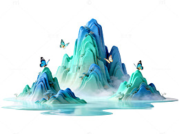 山水画梦幻风景艺术插画